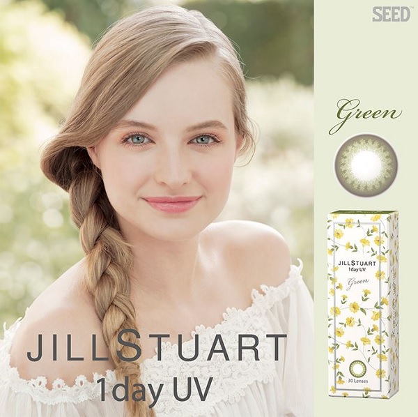 Jill Stuart 1-Day UV Green Ribbon pattern cosmetic lenses